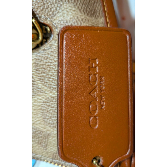 Women's Coach Signature Shoulder Bag Brown/Red One Size - Picture 12 of 14